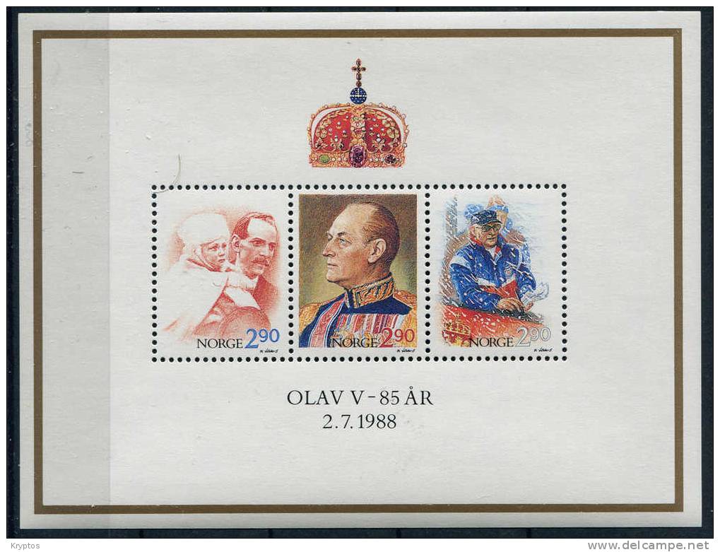 Norway 1988 - King Olav V 85th Birthday - Minisheet - Neufs