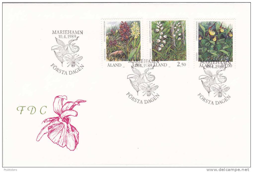 Aland FDC Mi 33-35 (1989) Orchid - Orchideen   Flowers - Blumen - Aland