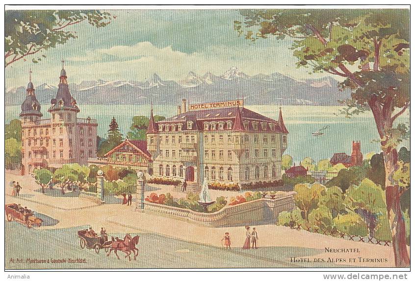 Neuchatel Hotel Des Alpes Et Terminus  Art Montbaron Et Gautschi - Neuchâtel