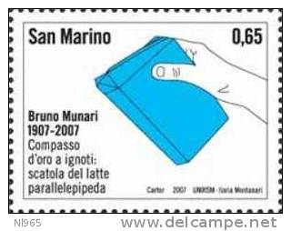 REPUBBLICA DI SAN MARINO - ANNO 2007 - NASCITA BRUNO MUNARI -  ** MNH - Ungebraucht