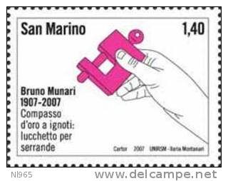 REPUBBLICA DI SAN MARINO - ANNO 2007 - NASCITA BRUNO MUNARI -  ** MNH - Unused Stamps