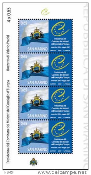 REPUBBLICA DI SAN MARINO - ANNO 2007 - COMITATO DEI MINISTRI DEL CONSIGLIO D´ EUROPA -  ** MNH - Unused Stamps
