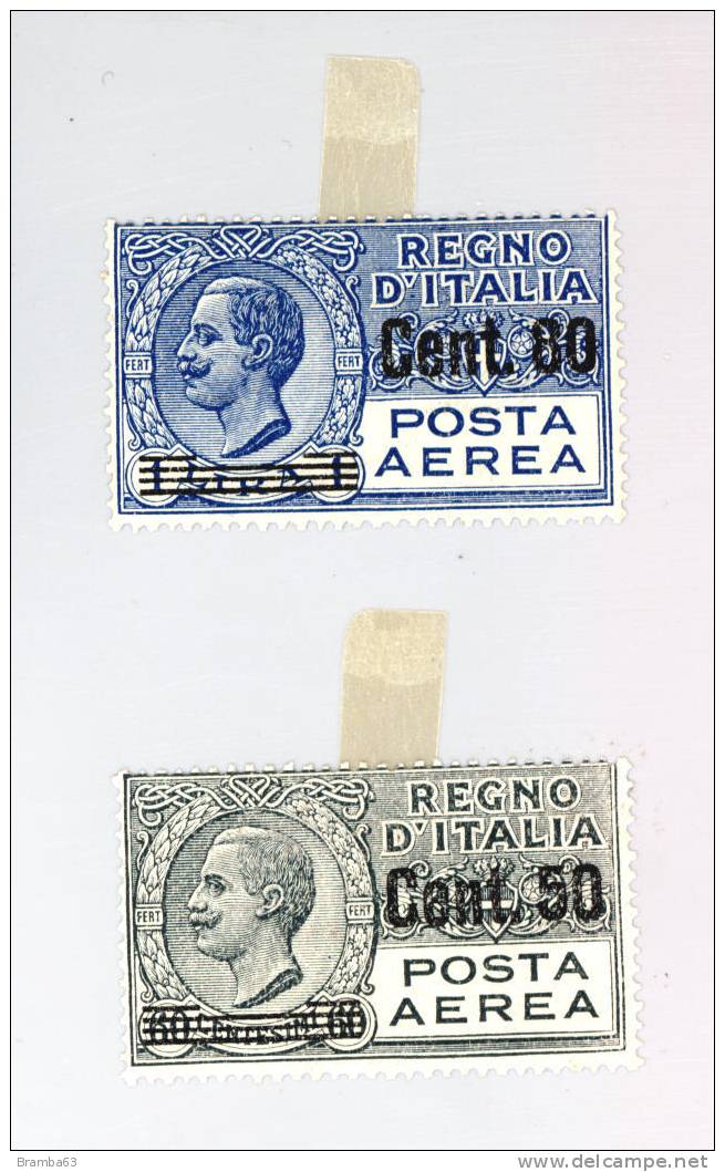 1927 Posta Aerea Soprastampati C.50 Su 60 Grigio E C.80 Su L.1 Azzurro - Vittorio Emanuele III - PER FILATELICI (Max) - Correo Aéreo