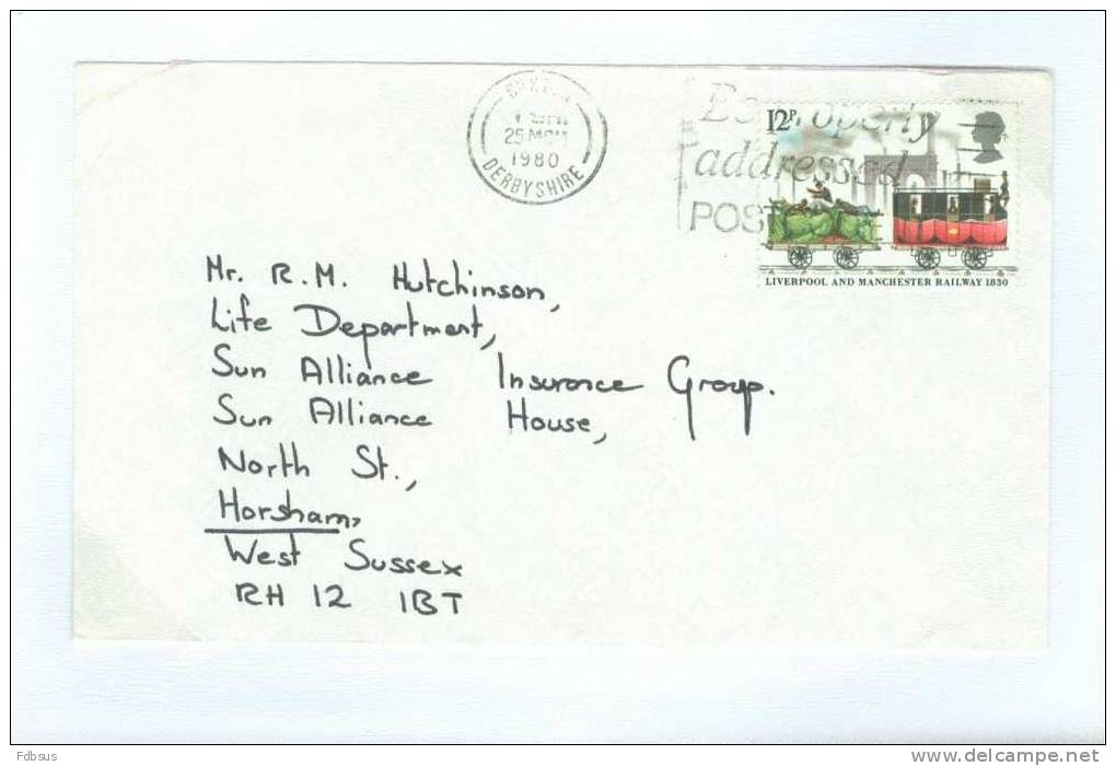 1980 SG 1117 ENVELOPPE DERBYSHIRE - LIVERPOOL RAILWAY 1830 - Unclassified