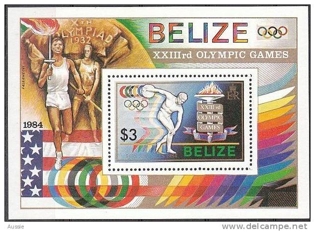 Belize 1984 Yvertn° Bloc 52 *** MNH Cote 5 Euro Sport Jeux Olympiques Los Angeles - Belize (1973-...)