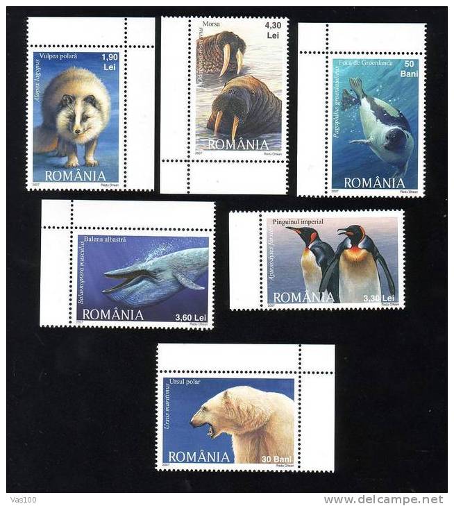 Polar Animals;whale,penguin,seal,bear  2007 MINT FULL SET,MNH,OG. - Baleines