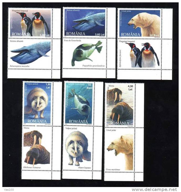 Polar Animals;whale,penguin,seal,bear  2007 MINT FULL SET + LABELS Very Rare,MNH,OG. - Baleines