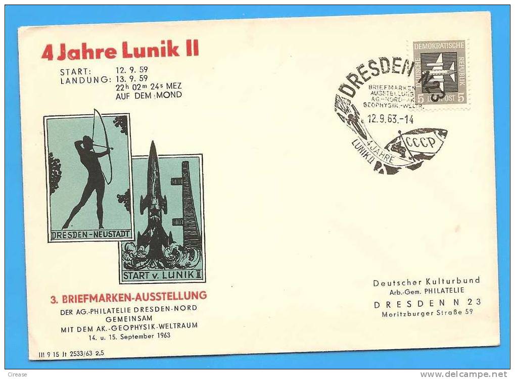 German Democratic Republic Cover 1963. Space Missions. Lunik II - Altri (Aria)