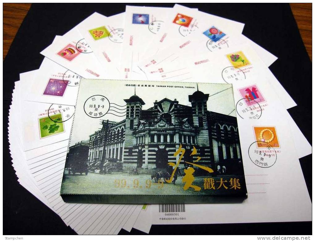 Nice Collection Taiwan 2010 Pre-Stamp Postal Cards Liquor Wine Pearl Bouquet Rose Candy Balloon Heart Cake Strawberry - Entiers Postaux