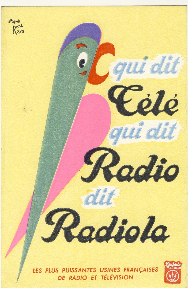 Buvard RADIOLA TSF Télé Graphisme René RAVO Perroquet - R