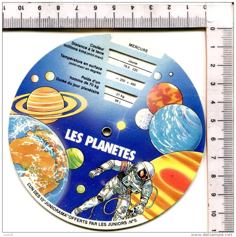 LES PLANETES -  Disque Cartonnage   D'informations -  JUNIORAMA  Offert Les Juniors  N° 5 - Autres & Non Classés