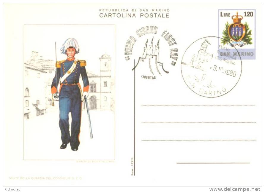 Saint-Marin 6 Cartes Postales Costumes Militaires FDC - Interi Postali