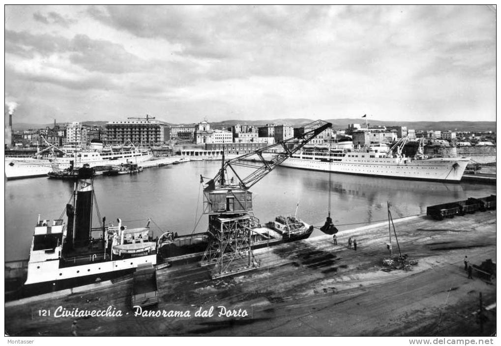 CIVITAVECCHIA (Roma). Porto. Motonave. Vg. C/fr. Per UDINE Nel 1955. - Altri & Non Classificati