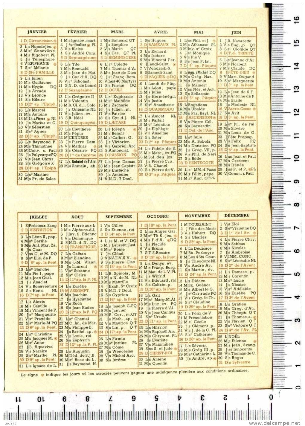 CALENDRIER  1950  -   L'Oeuvre De Saint Pierre Apôtre - Petit Format : 1941-60