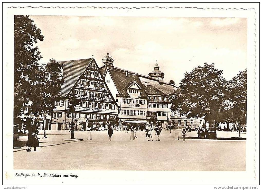 AK 8223 Esslingen / A. N. Marktplatz Mit Burg 20.10.56 - 14 (14a) STUTTGART - KALTENTAL C Nach Mügeln Bei Oschatz - Esslingen