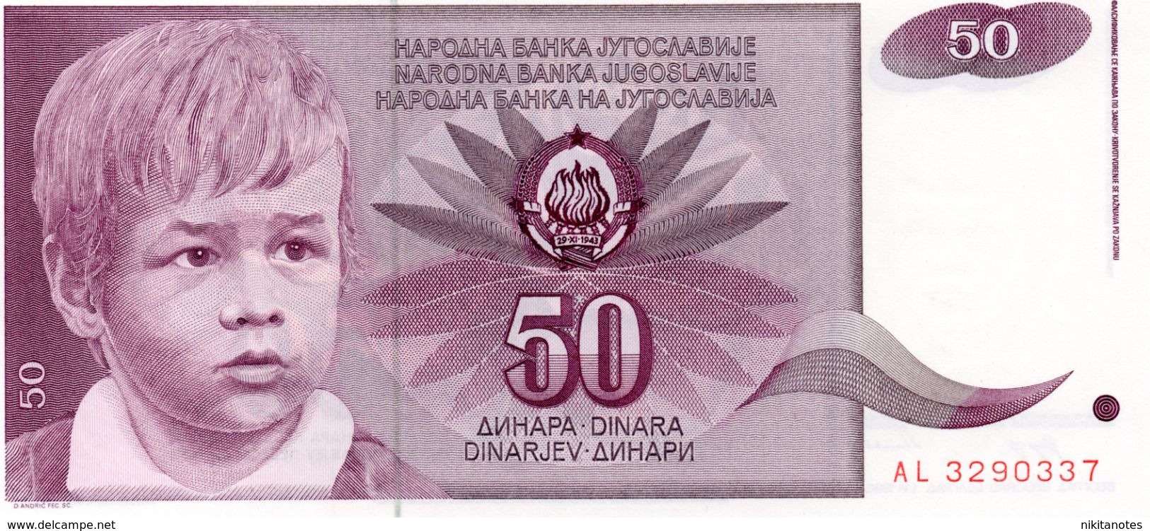 YUGOSLAVIA - 50 Dinara 1990  UNC - Yugoslavia