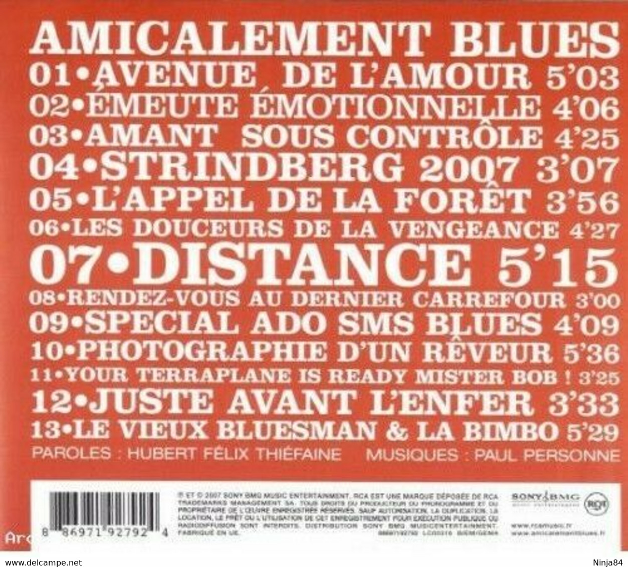 CD  Hubert Félix Thiéfaine / Paul Personne  "  Amicalement Blues  " - Autres - Musique Française