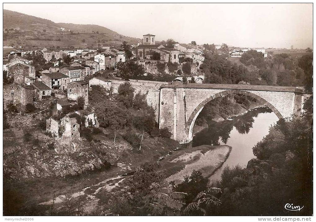 Vieille Brioude ( Haute Loire) Vue Aérienne Et Pont Sur L'allier, Pub Byrrh , Photo Ed Cim - Brioude