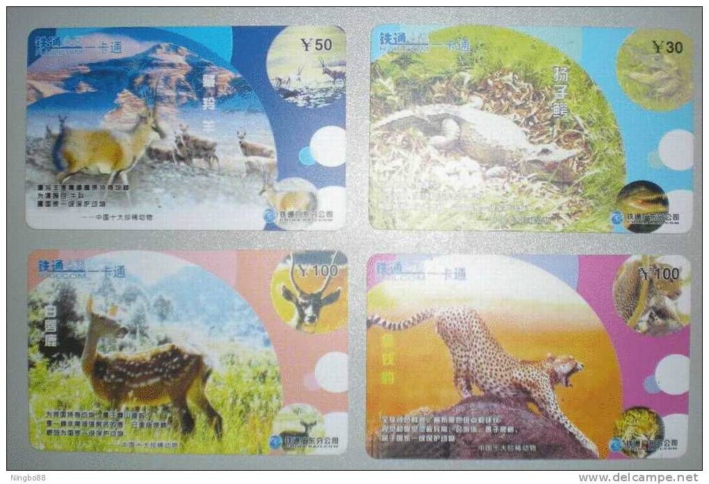 China Set Of 10 Used Phonecards Chinese Rare Animals & Rare Birds - Crocodiles Et Alligators