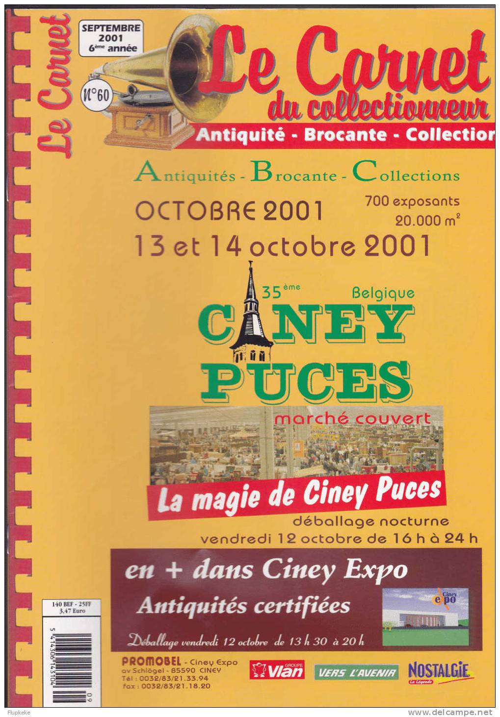 Le Carnet Des Collectionneurs 60 Septembre 2001 Ébéniste Du Roi Soleil Les Poires à Poudres Dinky Toys - Verzamelaars