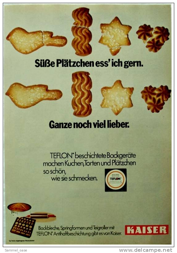 Reklame Werbeanzeige 1972 ,   KAISER  -  Teflon Beschichtete Backgeräte - Sonstige & Ohne Zuordnung