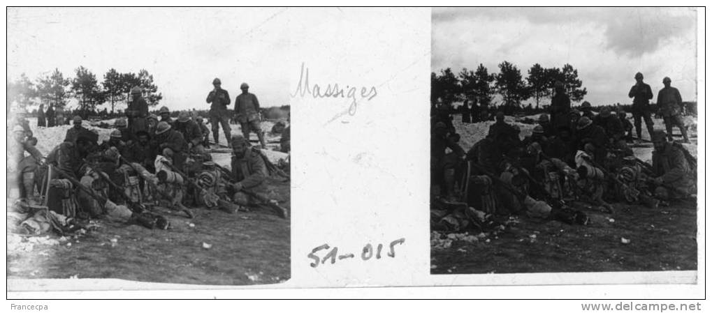 51-015 - STEREO - Guerre 14-18 - MASSIGES - Plaques De Verre