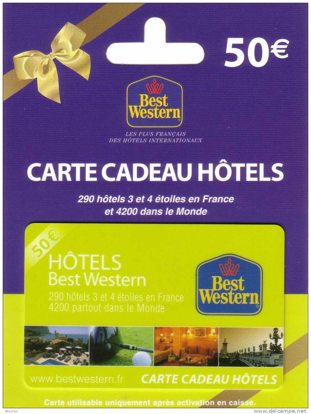 CARTE CADEAU HOTELS BEST WESTERN JAUNE 50 € ENCART ORIGINE NEUVE MINT IN ORIGINAL FOLDER - Treuekarten