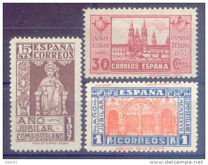 ES833-L3660TAN.España.Spain .Espagne. AÑO JUBILAR COMPOSTELANO.1937.( Ed 833/5**)sin Charnela.LUJO - Nuevos