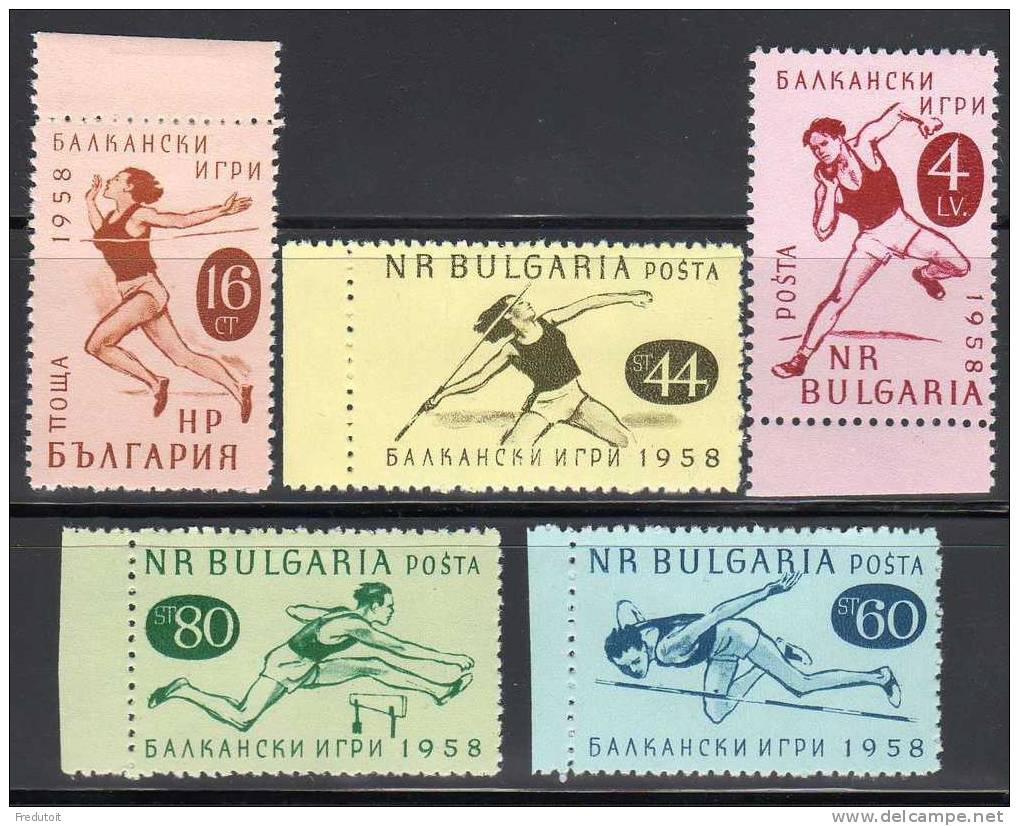 BULGARIE - N°947/5 * (1958) Jeux Balkaniques - Neufs