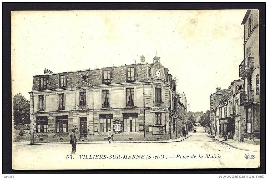 CPA  ANCIENNE- FRANCE- VILLIERS-SUR-MARNE (94)- PLACE DE MAIRIE- ATELIER MUNICIPAL- BELLE ANIMATION - Villiers Sur Marne