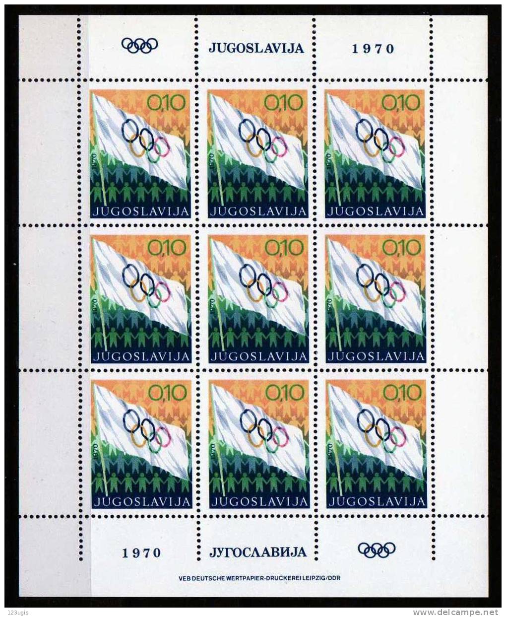 Jugoslawien Jugoslavia Yugoslavia 1970 Olympische Woche Kleinbogen Mi 39 * @ - Blocs-feuillets