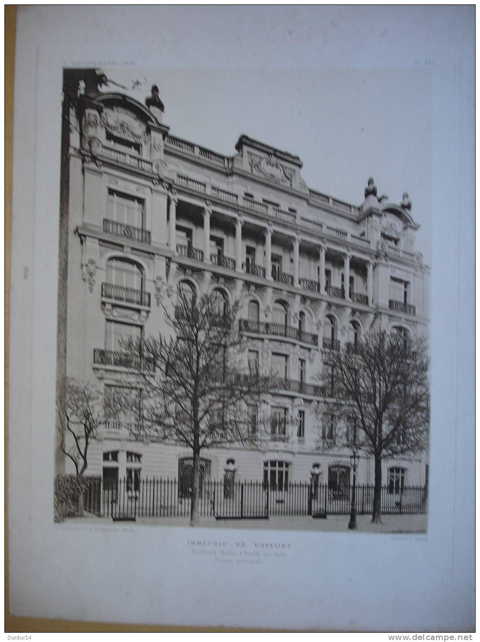 L´Architecture & Art 1912  /  NEUILLY-sur-SEINE (  Hauts-de-Seine)  Immeuble De Rapport  Boulevard Maillot  /  Façade... - Architecture