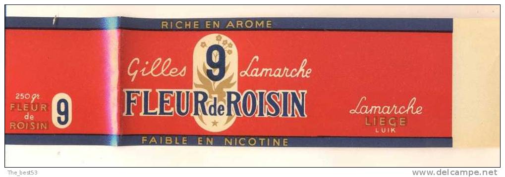 Etiquette Paquet De 250 Gr De Tabac Fleur De Roisin à Rouler     7.9 X 46 Cm - Estuches Para Cigarrillos (vacios)