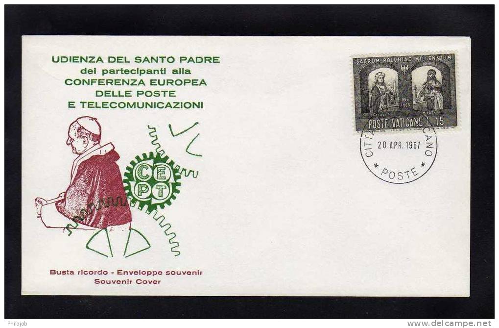 VATICAN  1966 :  Env 1° Jour " MILLENAIRE DU CHRISTIANISME EN POLOGNE "  N° YT 451 + Prix Dégressif. - FDC