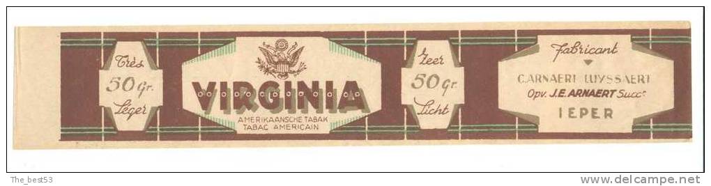 Etiquette Emballage Paquet De 50 Gr Tabac à Rouler Virginia     5.2 X 29 Cm - Empty Cigarettes Boxes