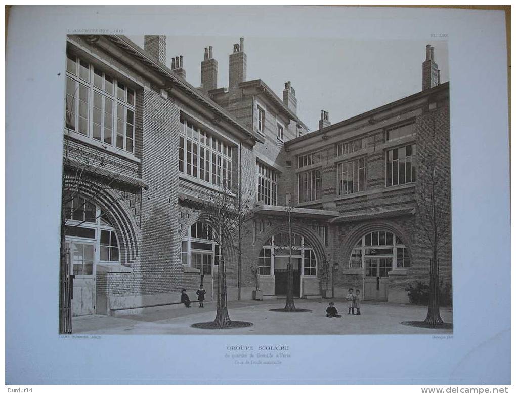 L´Architecture & Art 1912  / PARIS Groupe Scolaire Du Quartier Grenelle / Cour De L'École Maternelle - Arquitectura