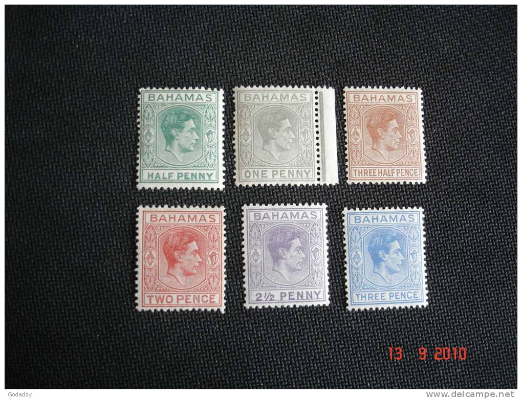 Bahamas 1938 KG VI   6 Values 1/2d, 1d, 11/2, 2d , 21/2d ,, 3d   MNH - 1859-1963 Colonie Britannique