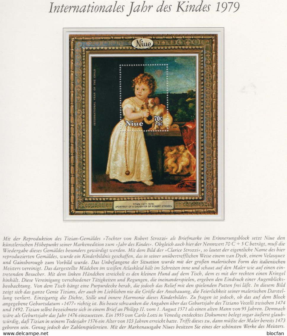 UN-Jahr Des Kindes 1979 Niue Blocks 16/19 ** 7€ Gemälde Kinder Maler Goya Hals Titian Murillo S/s Sheets Children Bf Art - Niue