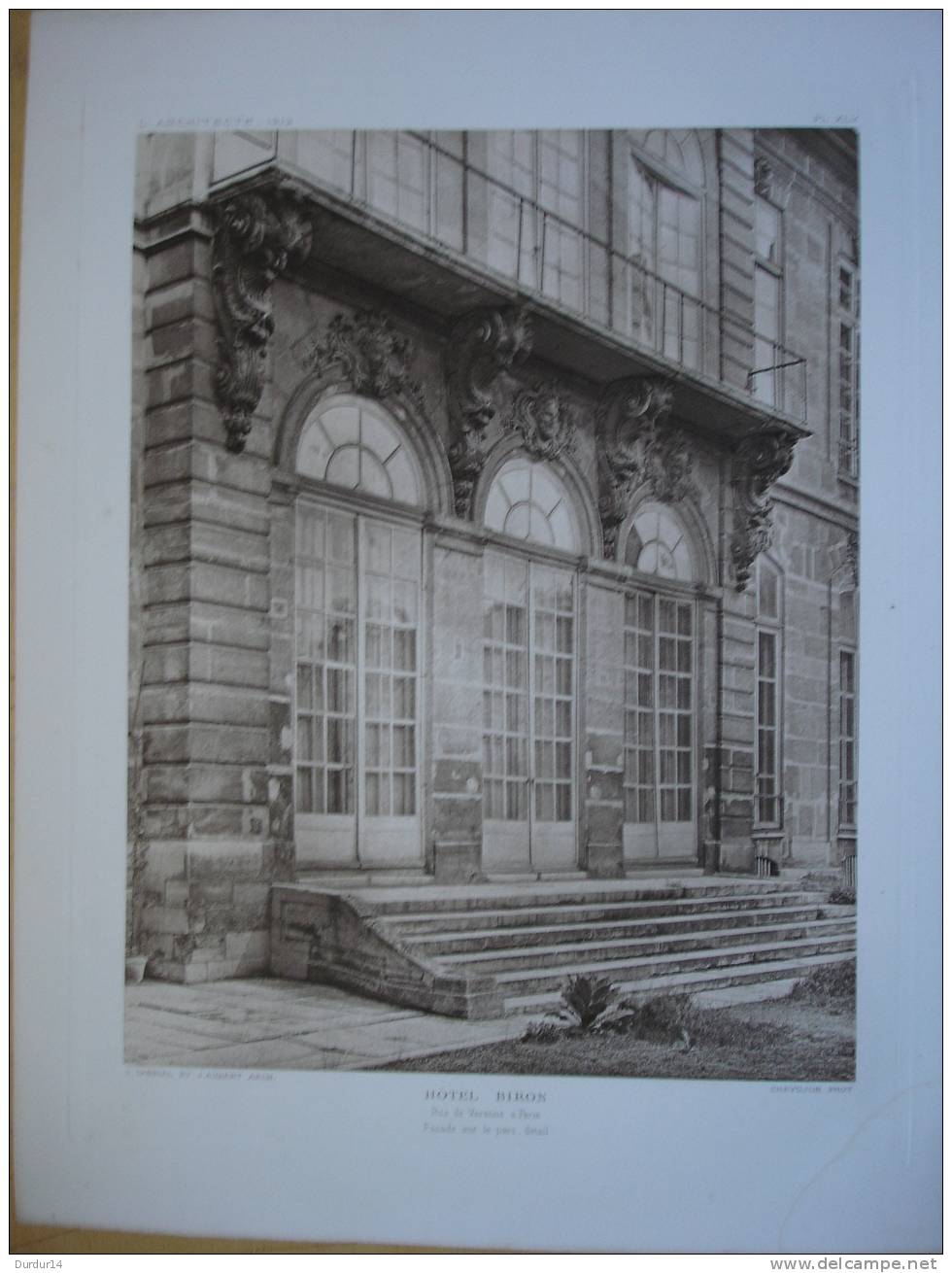 L´Architecture 1912  / PARIS  HÔTEL BIRON  / Rue De Varenne / Façade Sur Le Parc..détail / VII Arrondissement - Architectuur