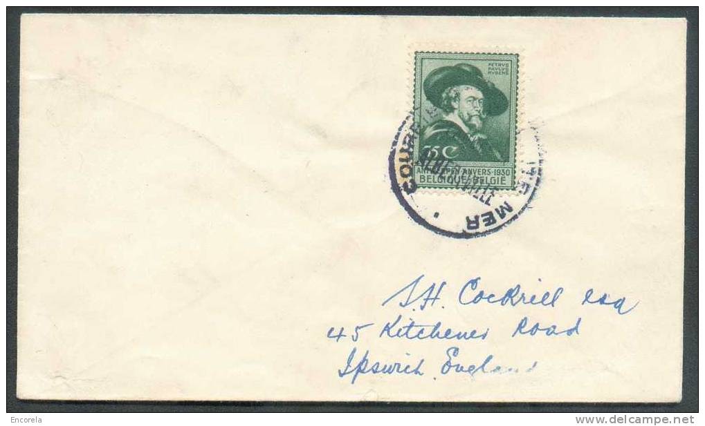 N°300 - Rubens Obl. Sc COURRIER De HAUTE MER - Paquebot Belge/Albertville S/L. Vers Ipswich (GB) - 6037 - Storia Postale