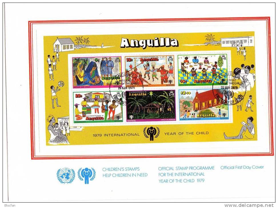 UNO Jahr Des Kindes Weihnachten Und Kinder Anguilla Block 23 FDC 4€ Heiligen 3 Könige An Der Kindes - Krippe - Anguilla (1968-...)