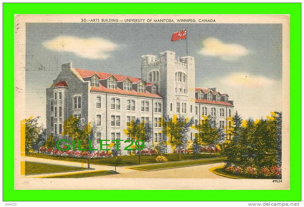 WINNIPEG, MANITOBA - UNIVERSITY OF MANITOBA - ARTS BUILDING - TRAVEL IN 1951 - VALENTINE EDY CO LTD - - Winnipeg