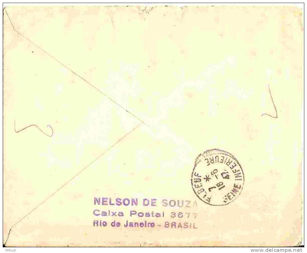 1947- Enveloppe Lettre - BRESIL Pour Elbeuf (Seine Inférieure-France ) + Espéranto + Recommandé - Esperanto