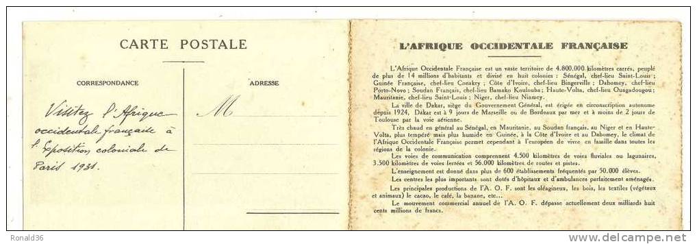 Dépliant 2 Cp AFRIQUE 1 Carte Rives Du Niger ( Soudan ) Mosquée De Diourbel ( Sénégal ) Dahomey Haute Volta Nigeria Exp - Sudan