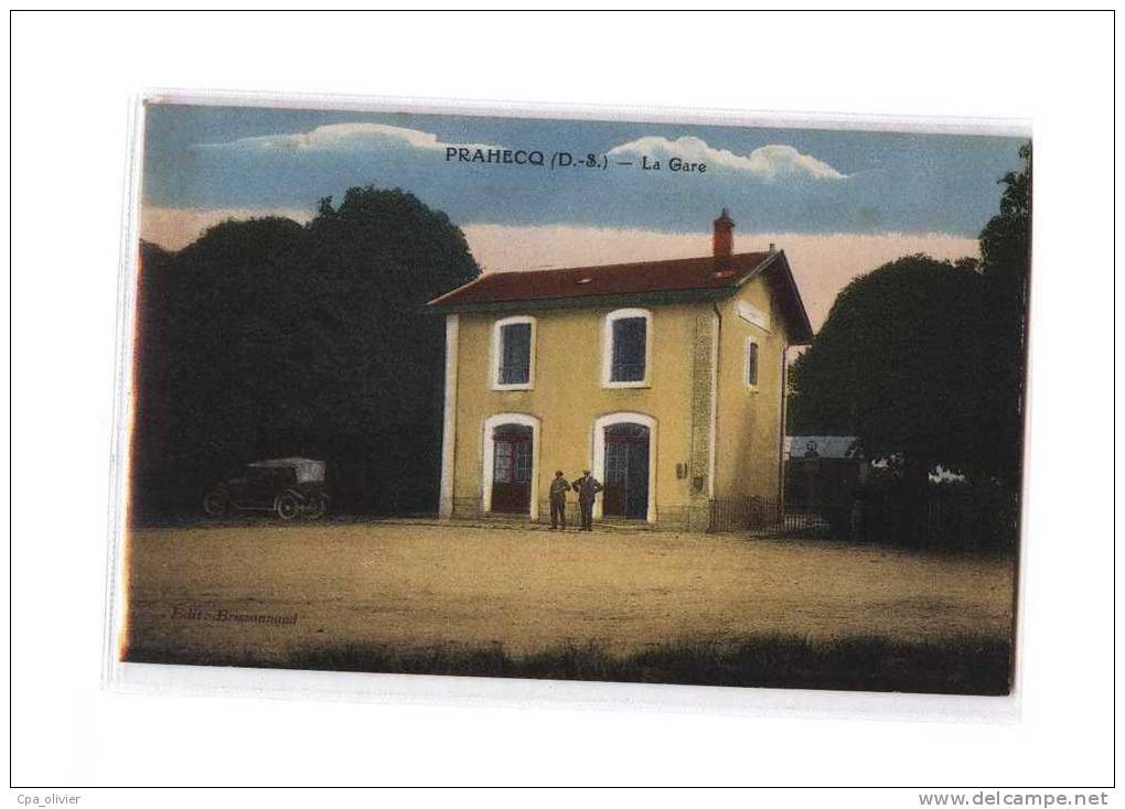 79 PRAHECQ Gare, Extérieur, Colorisée, Ed Brissonnaud, 193? - Autres & Non Classés