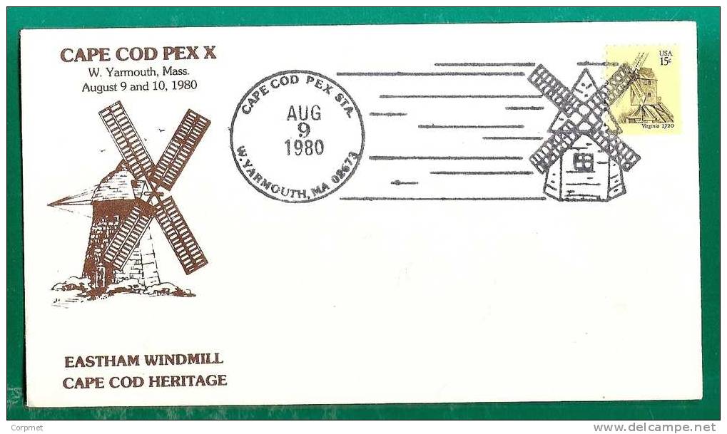 WINDMILL - VF COMM CACHETED 1980 COVER - US - 2 - - Mühlen