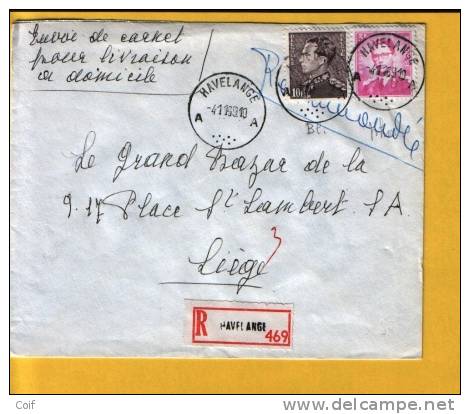 848A+1067 Op Aangetekende Brief Met Stempel HAVELANGE - 1936-51 Poortman