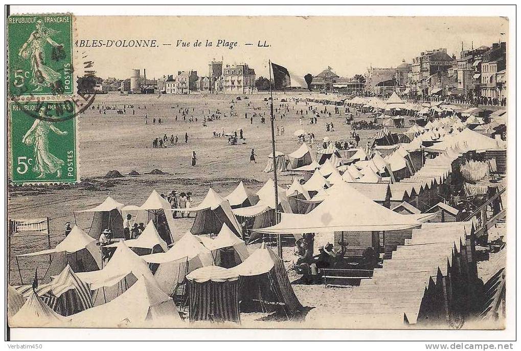 LES SABLES D OLONNE..VUE DE LA PLAGE..PLAN ANIME..TENTES CABINES.. - Sables D'Olonne