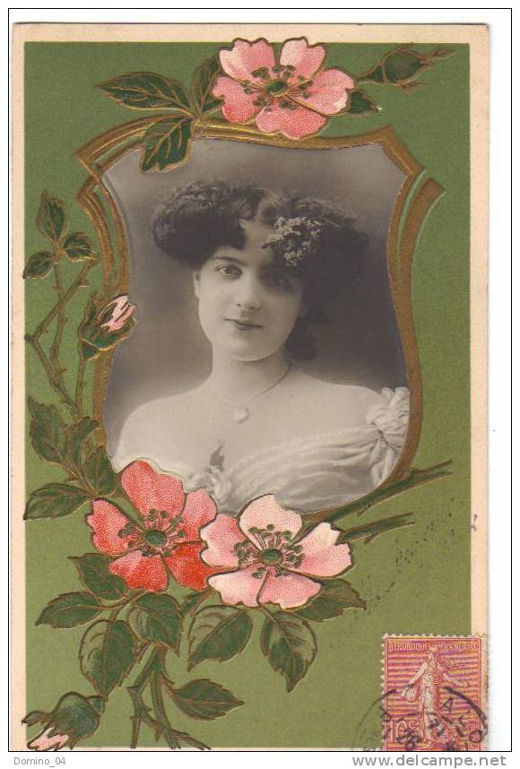 Carte Art Nouveau(blasson)- Photo D´artiste- (Roses) - Schilderijen