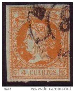 Edifil 52 Usado 4 Cuartos Naranja 1860 Rueda Carreta 48 - Used Stamps